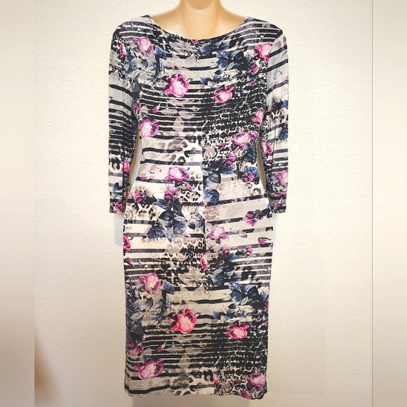 ABS By Allen Schwartz Floral Striped Women's Dress - Picture 2 of 3